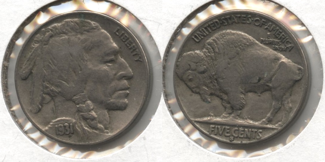 1931-S Buffalo Nickel EF-40 #d Reverse Lamination