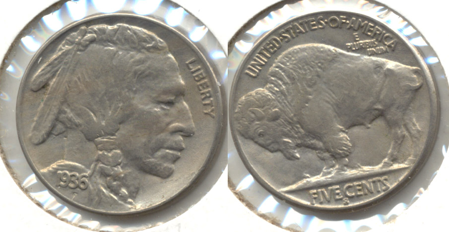 1936-S Buffalo Nickel AU-55