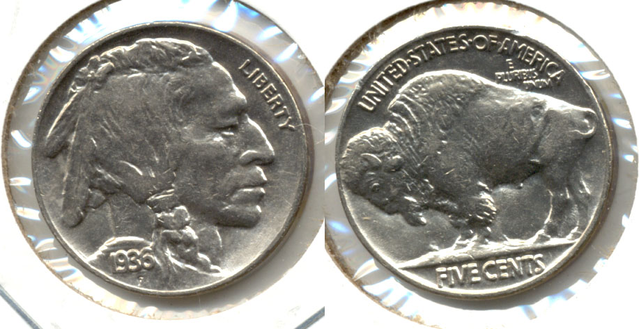 1936 Buffalo Nickel AU-50 d Dipped