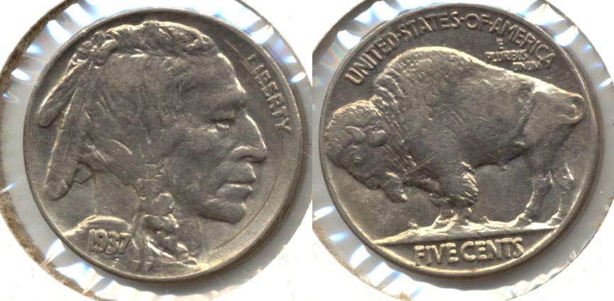 1937 Buffalo Nickel AU-50 ad Obverse Scratch