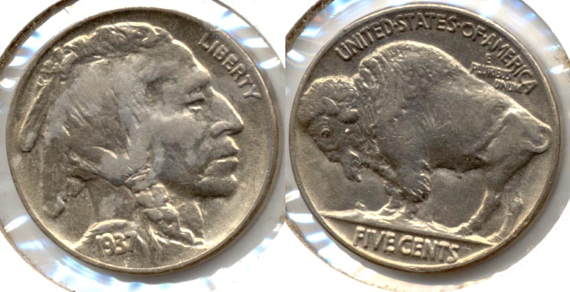 1937 Buffalo Nickel AU-50 w Discolored Obverse