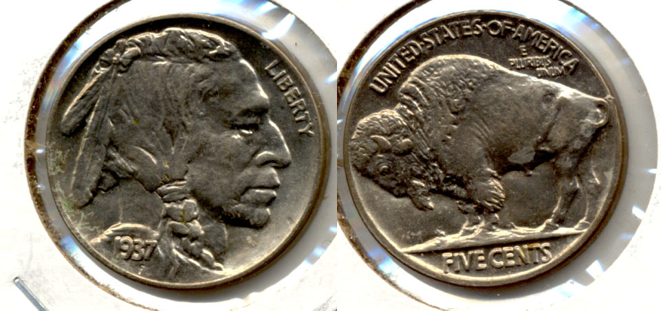 1937 Buffalo Nickel AU-58 v