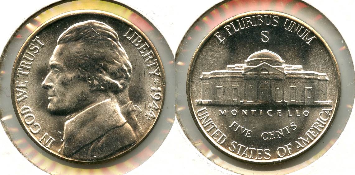 1944-S Jefferson Silver War Nickel Mint State #b