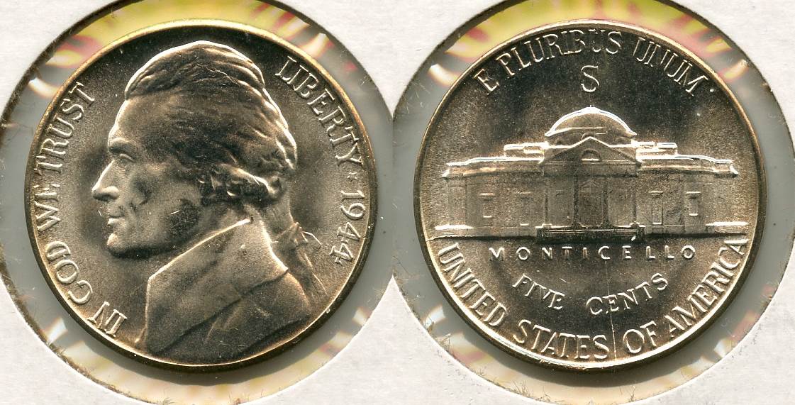 1944-S Jefferson Silver War Nickel Mint State #c