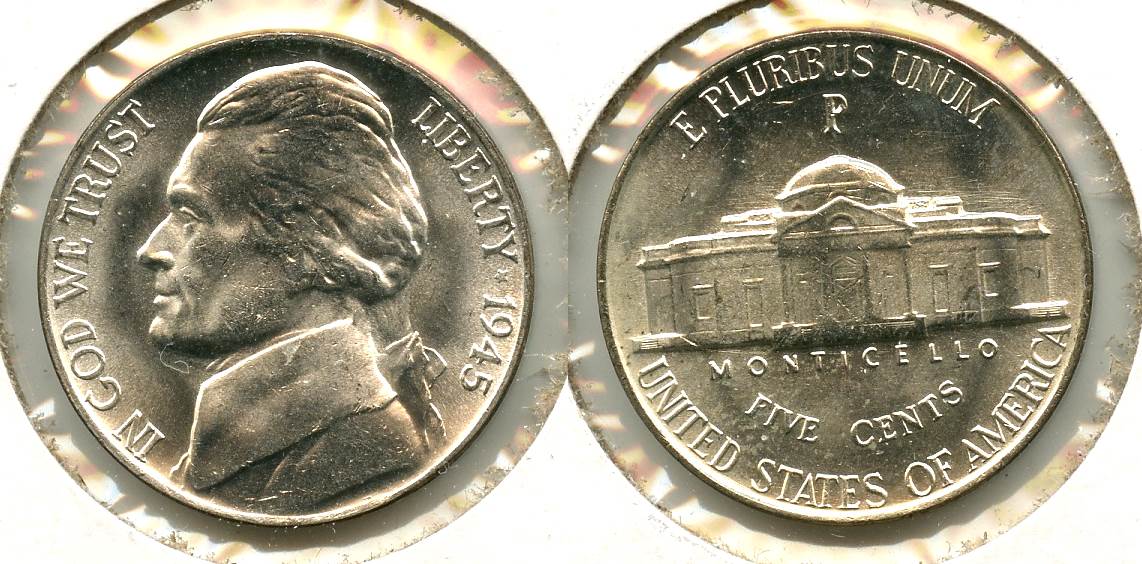 1945-P Jefferson Silver War Nickel Mint State #a