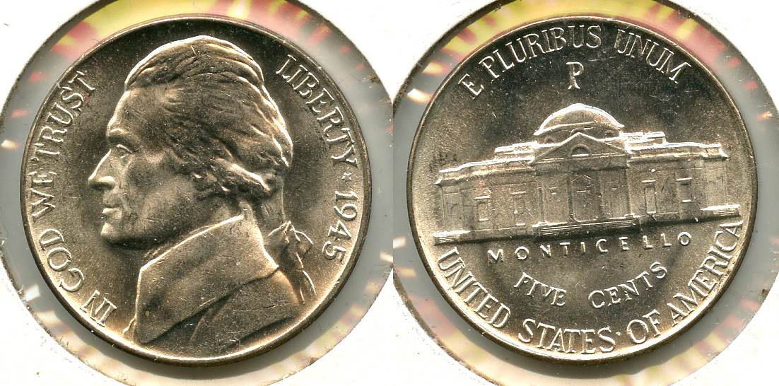 1945-P Jefferson Silver War Nickel Mint State #d