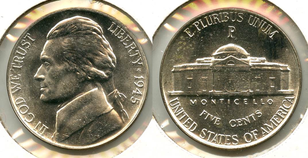 1945-P Jefferson Silver War Nickel Mint State #e