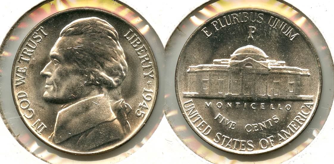 1945-P Jefferson Silver War Nickel Mint State #n