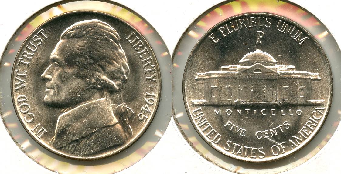 1945-P Jefferson Silver War Nickel Mint State #r