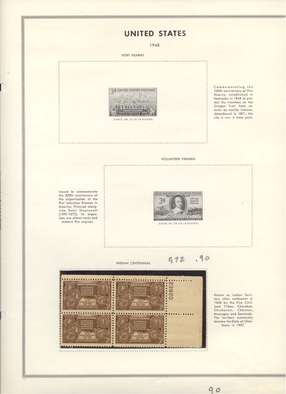 Stamp Plate Block Scott #972 Indian Centennial