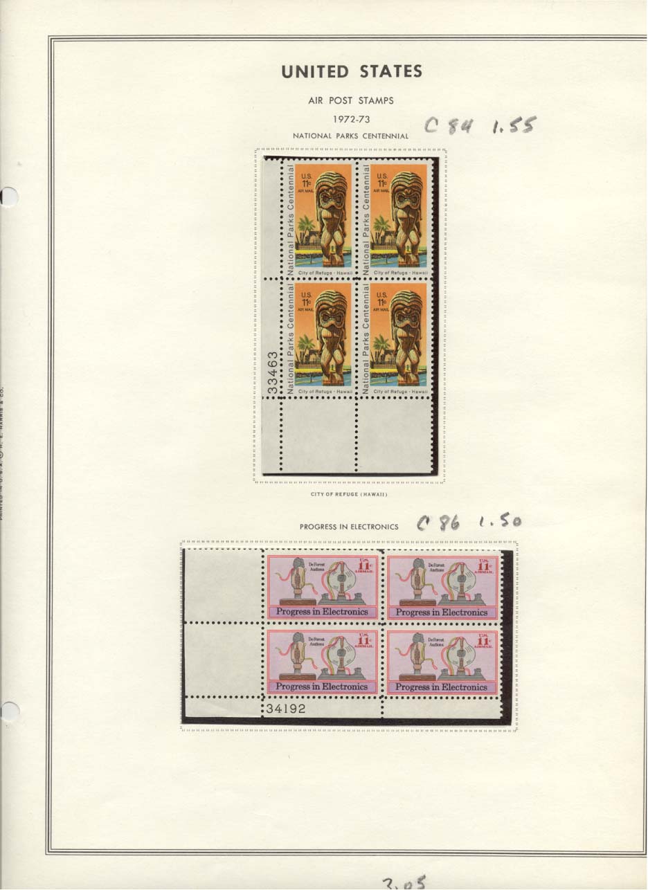 Stamp Plate Block Scott #C84, & C86 Air Post Air Mail Stamps