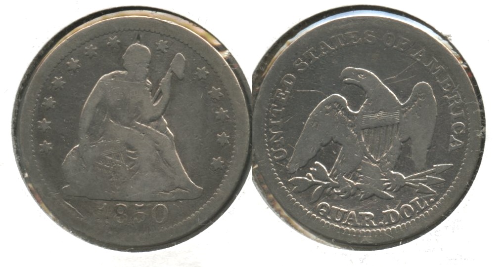 1850 Seated Liberty Quarter Good-4 Cleaned