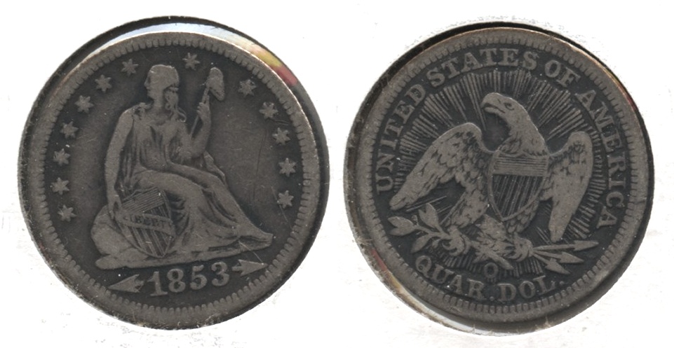 1853-O Seated Liberty Quarter Fine-12