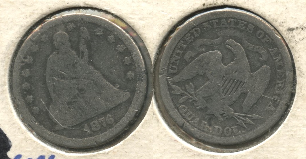 1876-CC Seated Liberty Quarter AG-3 #a