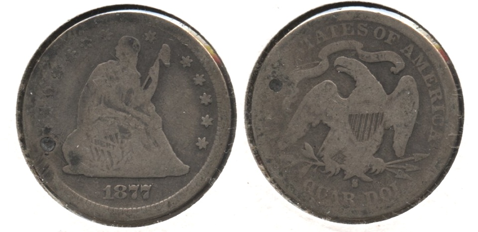 1877-S Seated Liberty Quarter Good-4 Plugged