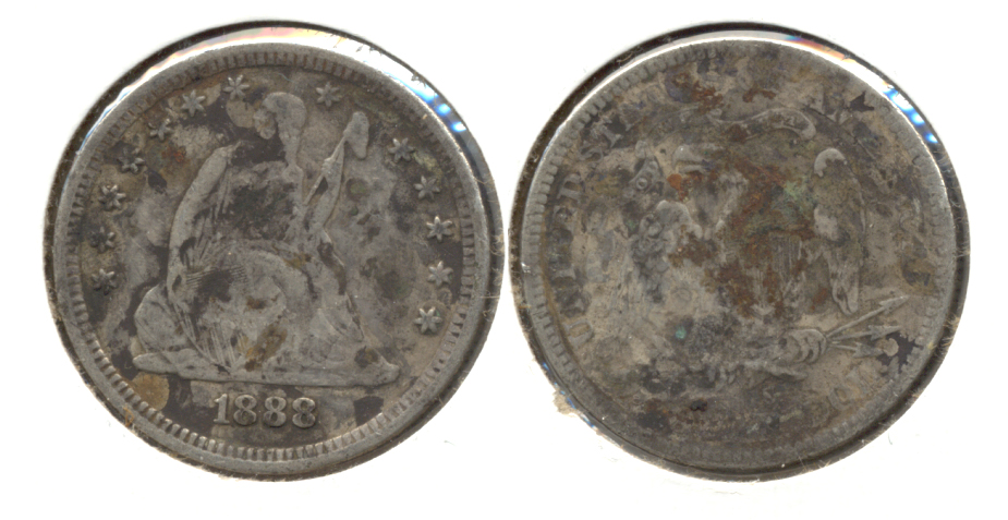 1888-S Seated Liberty Quarter VG-8 Corrosion