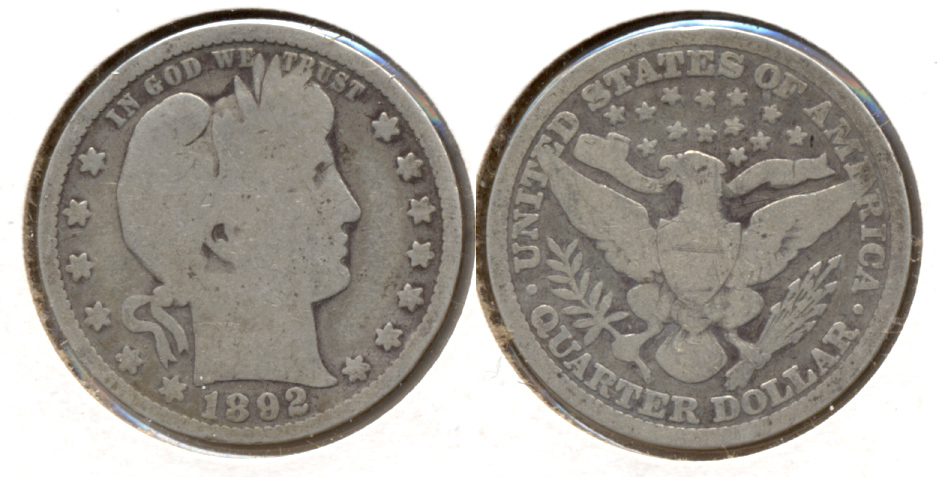1892 Barber Quarter Good-4 e