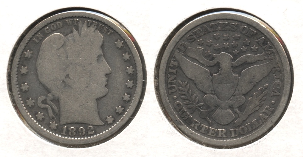1892 Barber Quarter Good-4 #g
