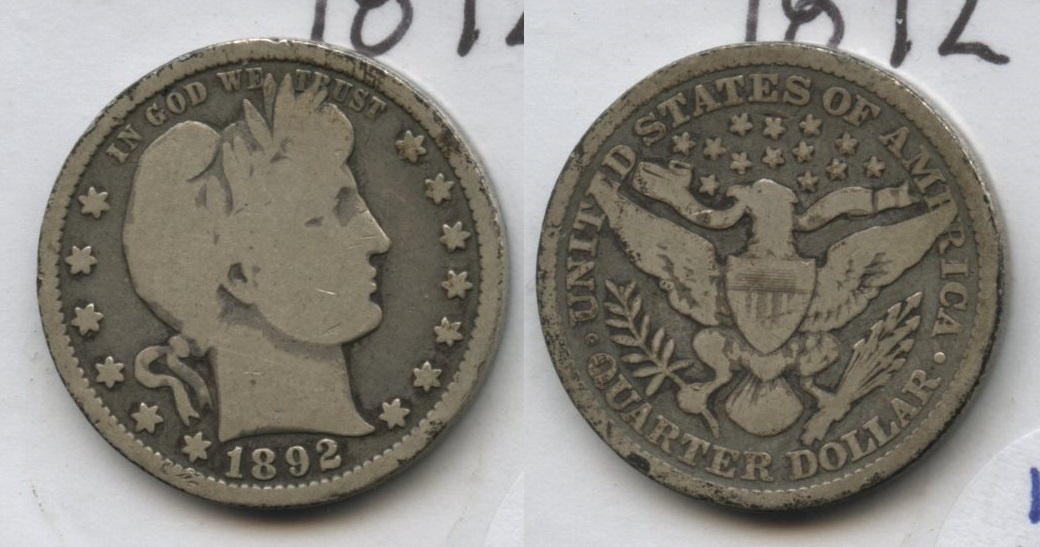 1892 Barber Quarter Good-4 #q