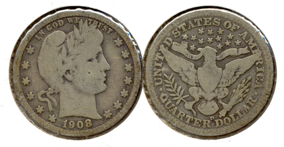 1908-D Barber Quarter Good-4 c