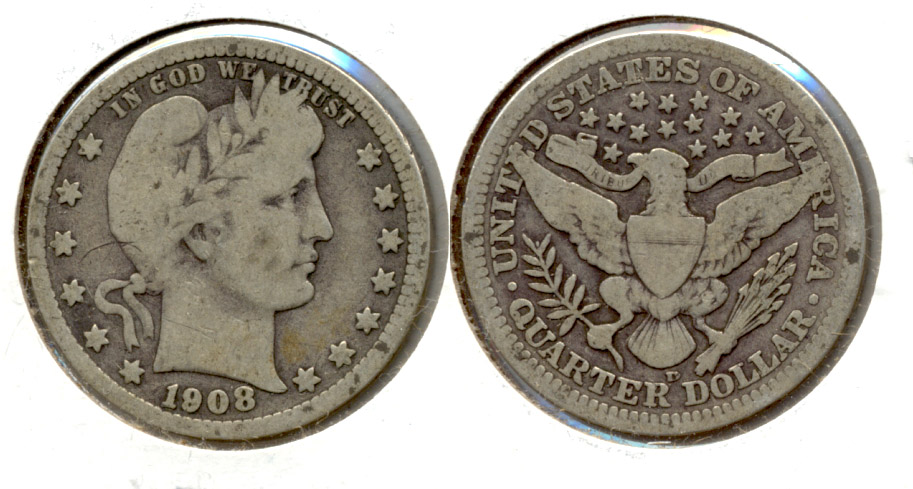 1908-D Barber Quarter VG-8