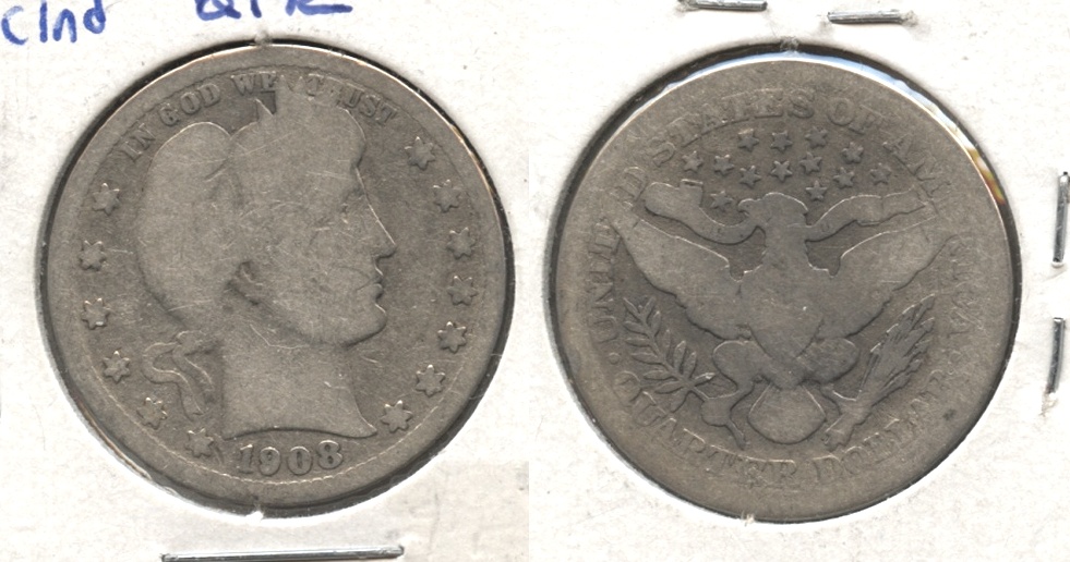 1908 Barber Quarter Good-4 Cleaned