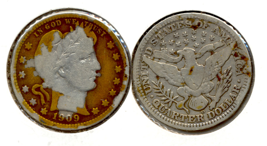 1909-D Barber Quarter Good-6 Orange Obverse