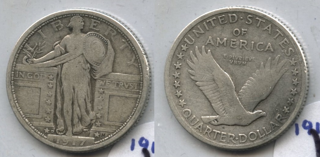 1917-D Type 2 Standing Liberty Quarter Fine-12