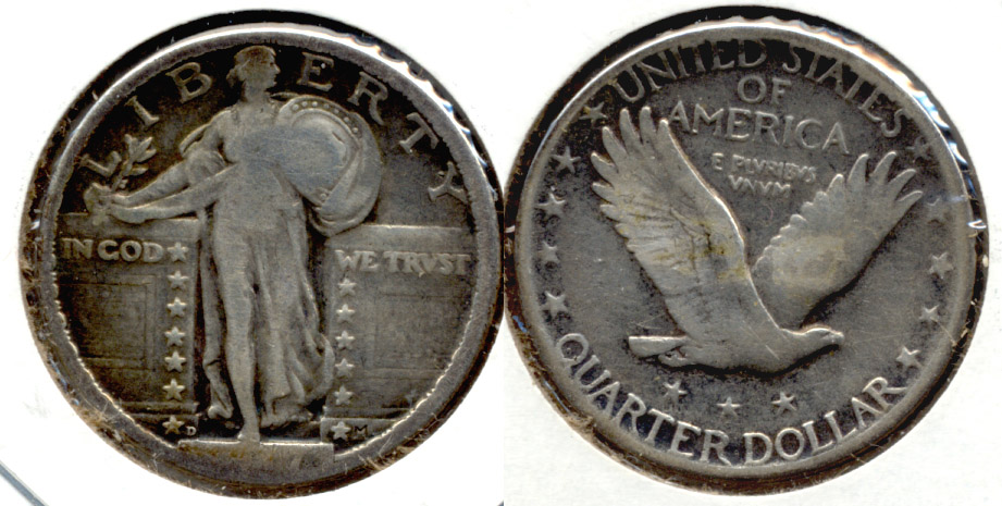 1917-D Type 2 Standing Liberty Quarter Fine-12 Weak Date