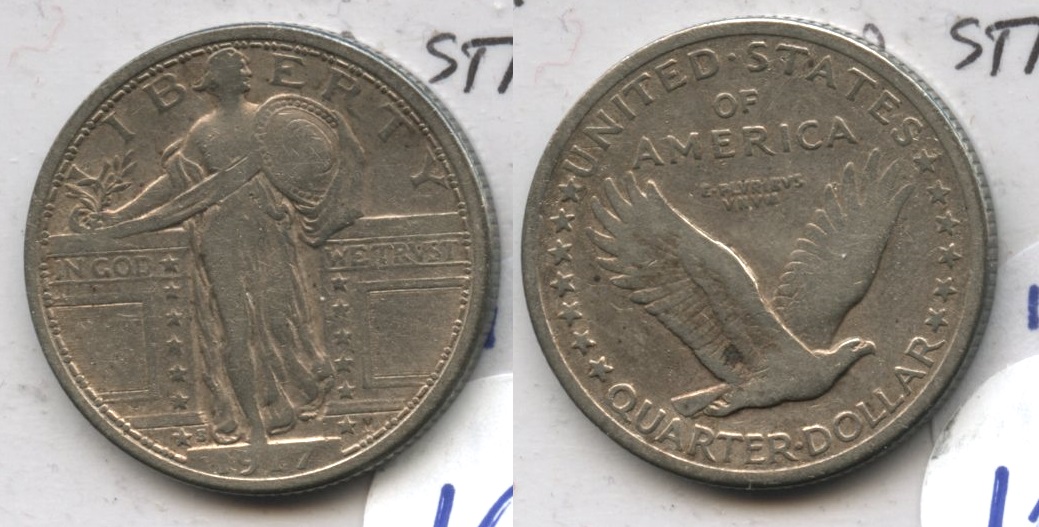 1917-S Type 1 Standing Liberty Quarter Fine-12 Light Cleaning