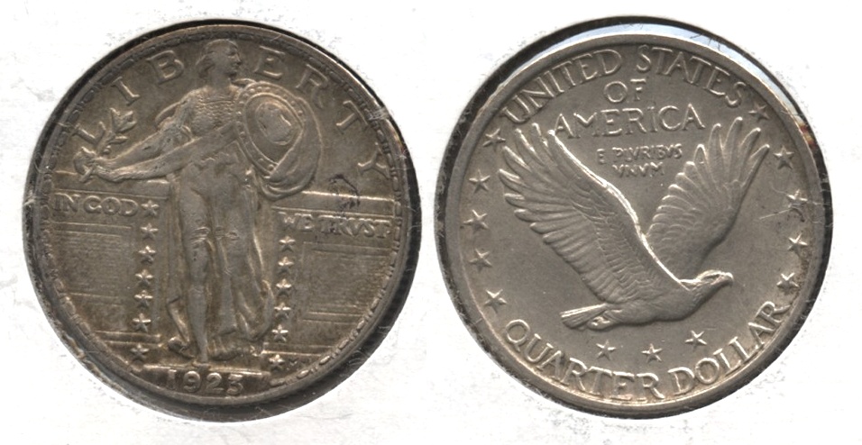 1923 Standing Liberty Quarter AU-50 Obverse Mark