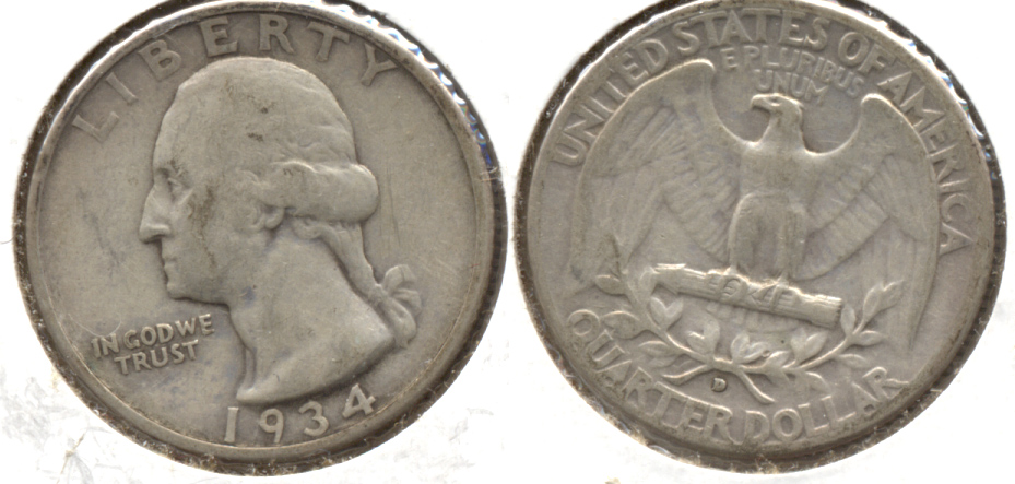 1934-D Washington Quarter Fine-12 b