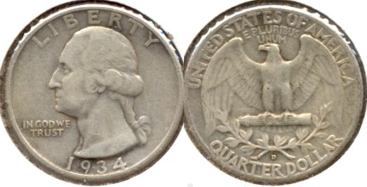 1934-D Washington Quarter VF-20 b
