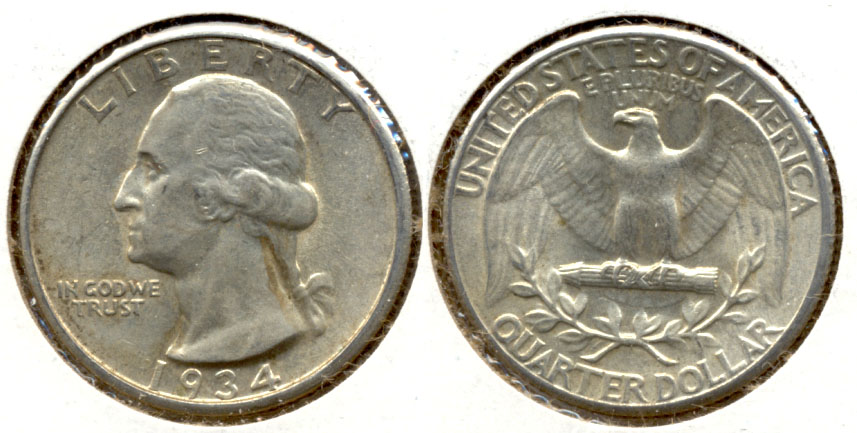 1934 Washington Quarter AU-50 o