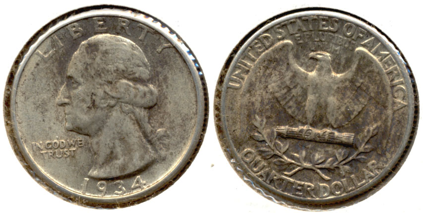 1934 Washington Quarter AU-50 v