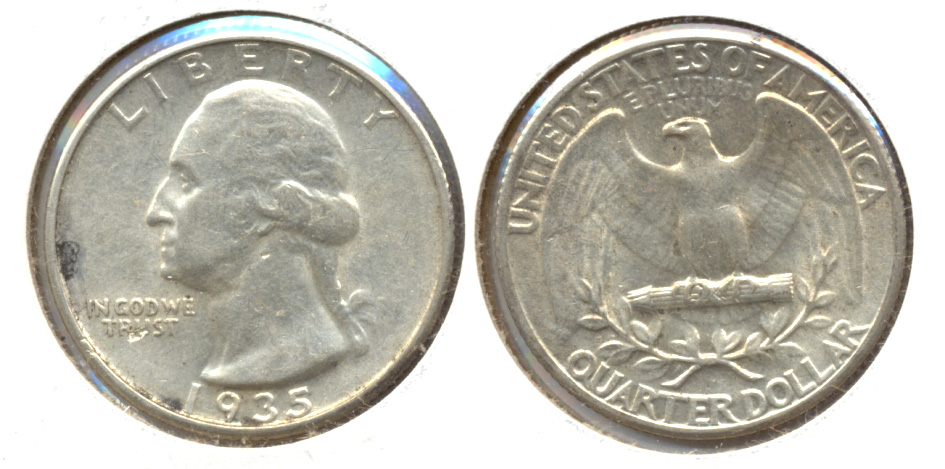 1935 Washington Quarter AU-50 e Obverse Spots