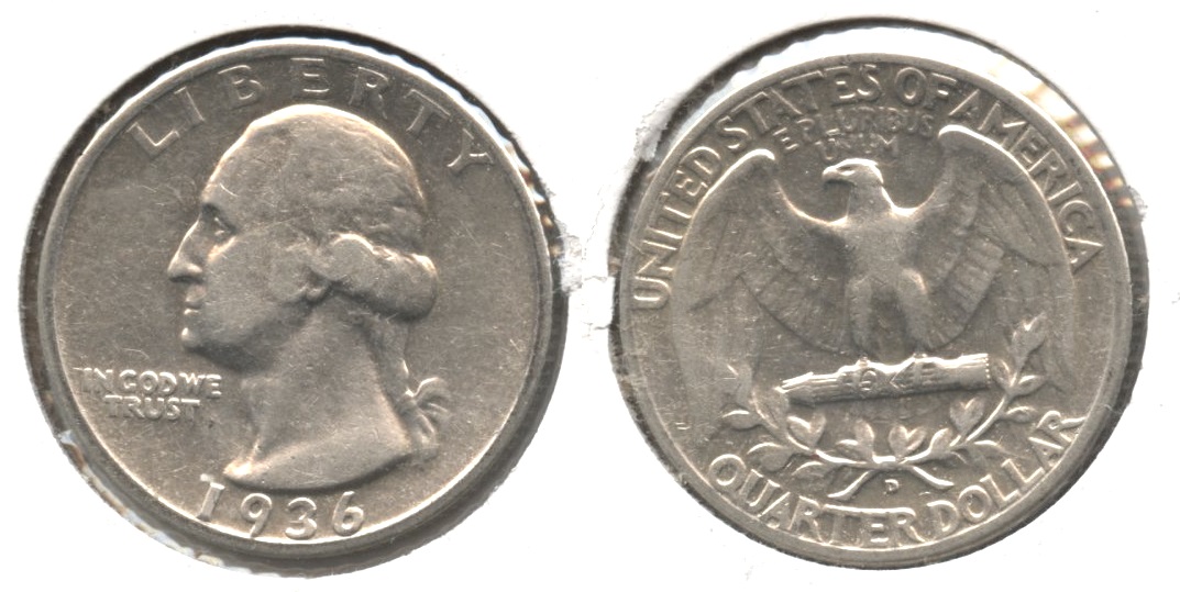 1936-D Washington Quarter VF-20 Light Clean