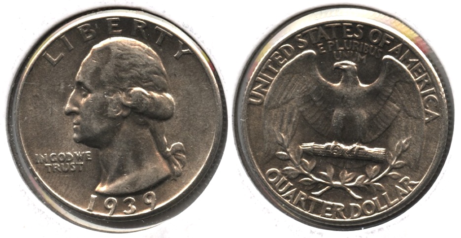 1939 Washington Quarter AU-50 t