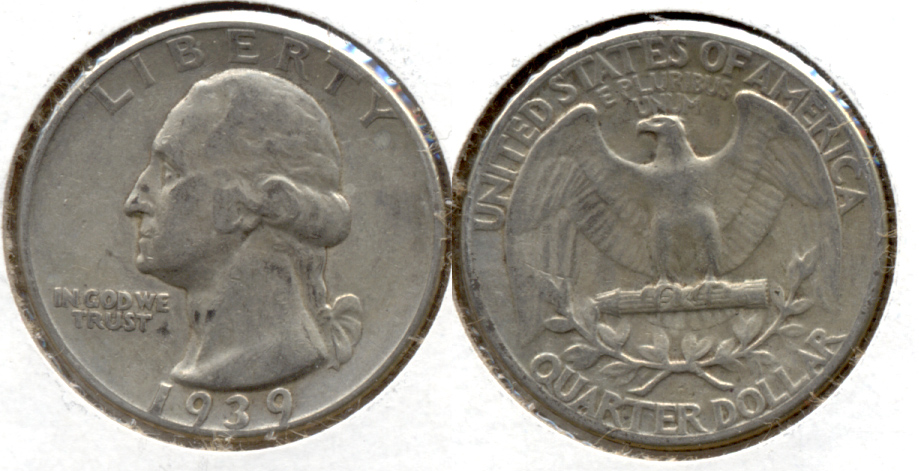 1939 Washington Quarter VF-20 g