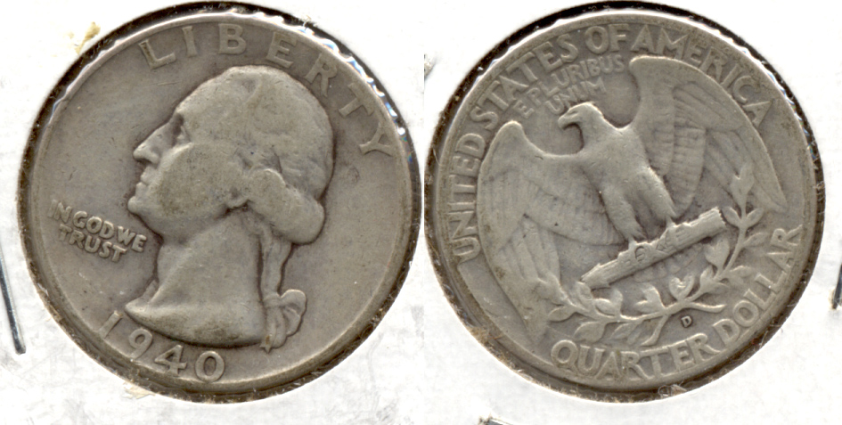 1940-D Washington Quarter VG-8 a
