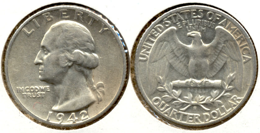 1942-S Washington Quarter AU-50 b