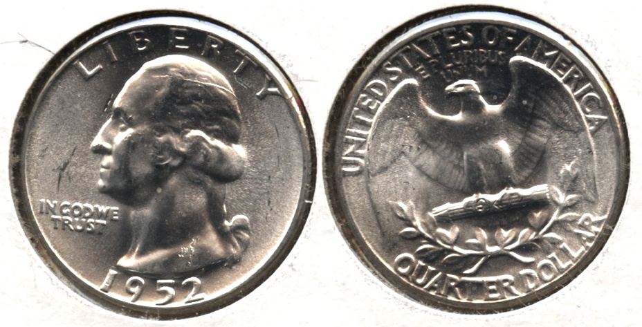 1952 Washington Quarter MS-60 #c Die Scratches