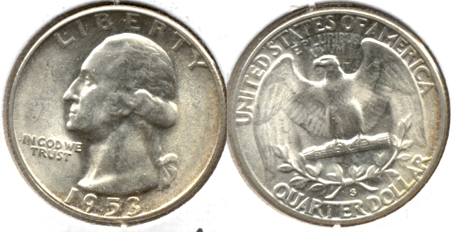 1953-S Washington Quarter MS-60 b