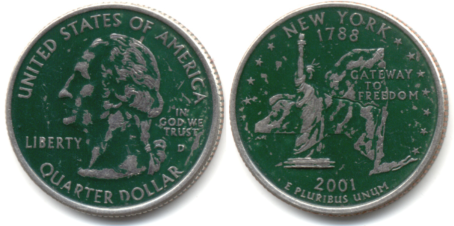 2001 New York State Quarter EF-40 Enameled