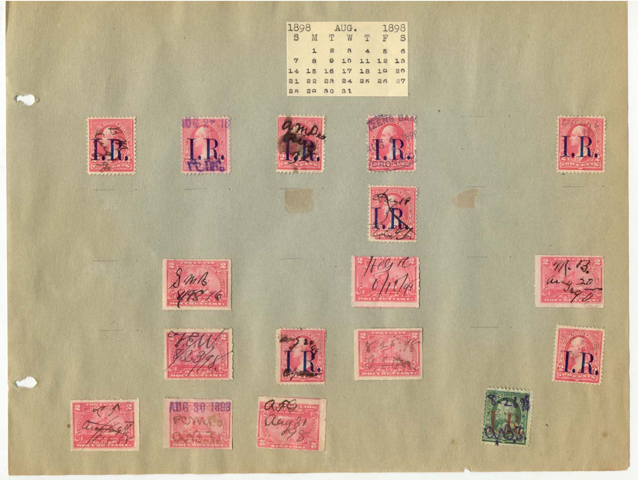 Revenue Stamp Collection August 1898