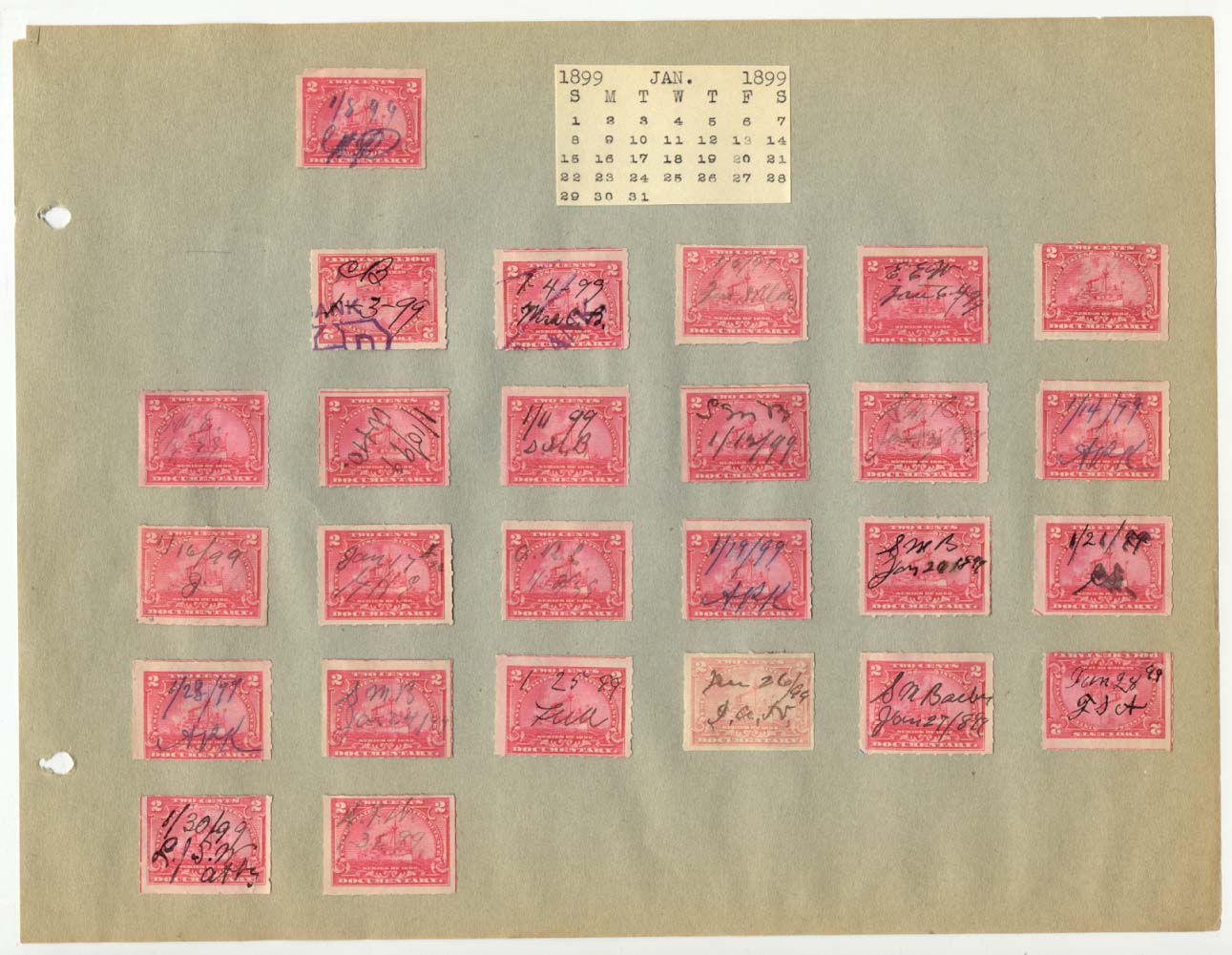 Revenue Stamp Collection January 1899