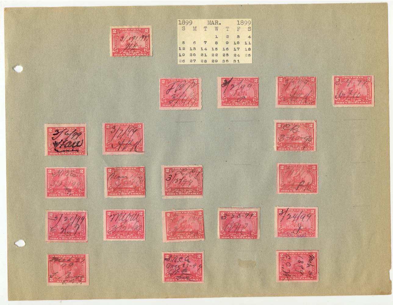 Revenue Stamp Collection March 1899