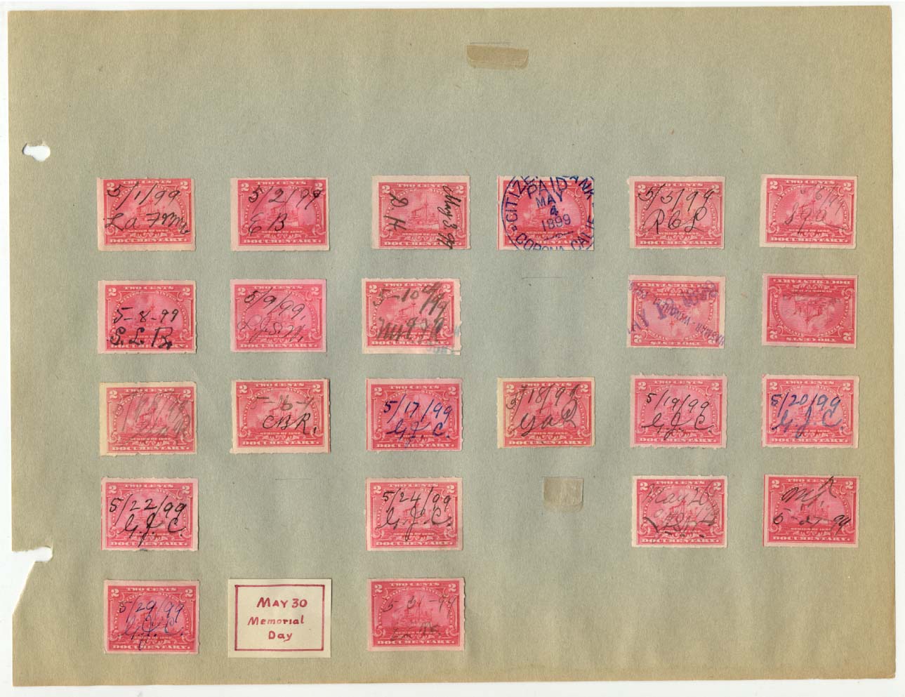 Revenue Stamp Collection May 1899