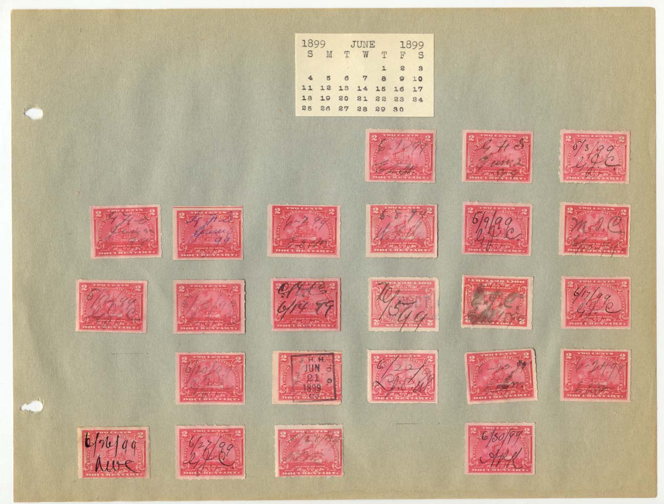 Revenue Stamp Collection June 1899