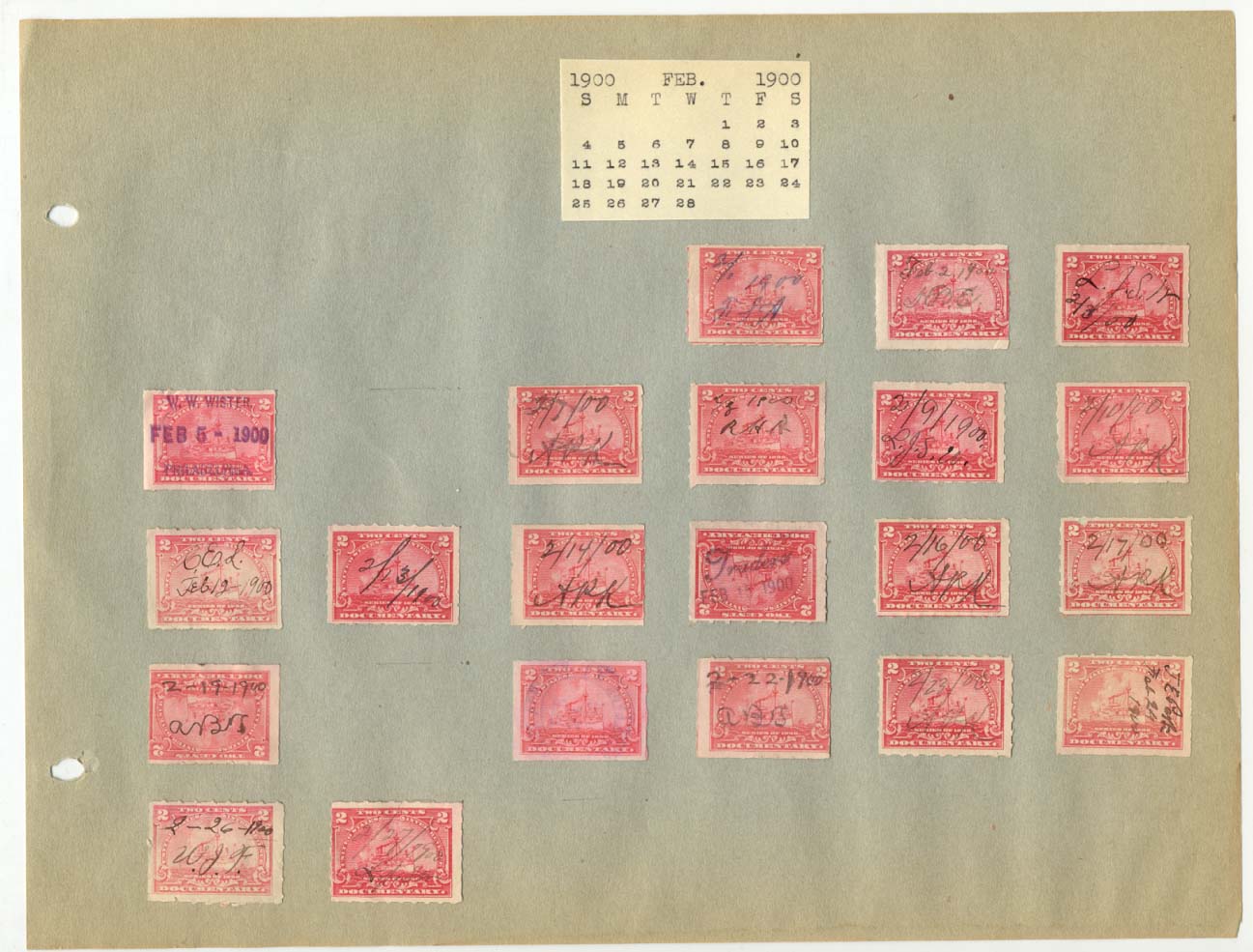 Revenue Stamp Collection February 1900